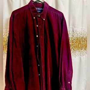 Men’s Ralph Lauren Blake 100% cotton burgundy long sleeve size: XL